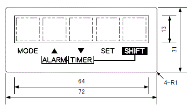 操作キーの文字シールの寸法図