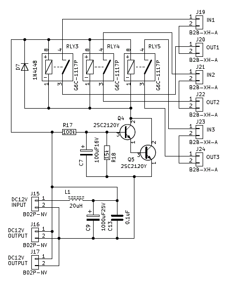 ポップノイズ除去回路基板の回路図