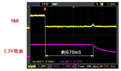 3.3V電源が落ちるまでの時間